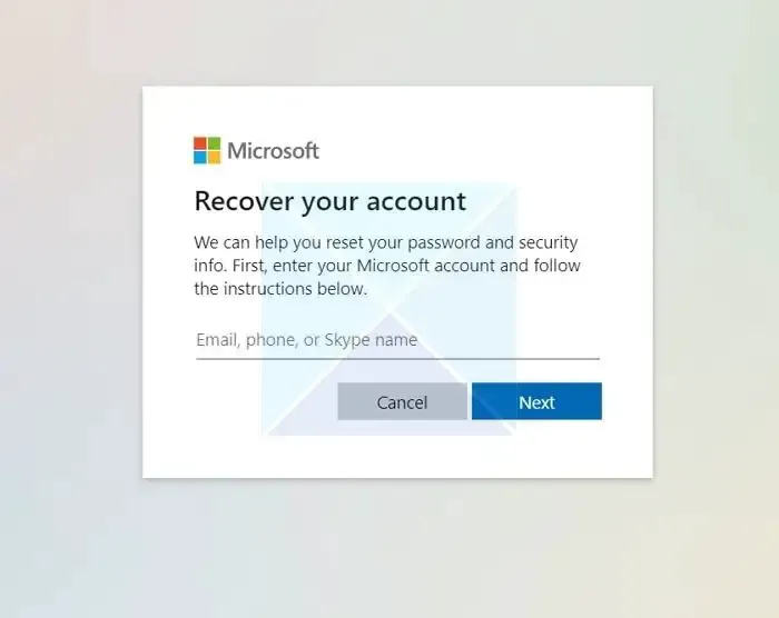 Stellen Sie das Passwort des Microsoft-Kontos wieder her