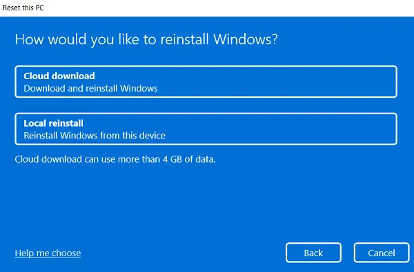 Windows 11 を再インストール - この PC をリセットします