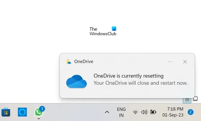 Setzen Sie OneDrive zurück