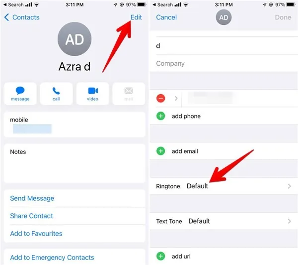 Toque Android Iphone Definir contato de toque personalizado
