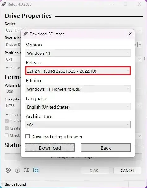 Téléchargement ISO de Windows 11 22H2