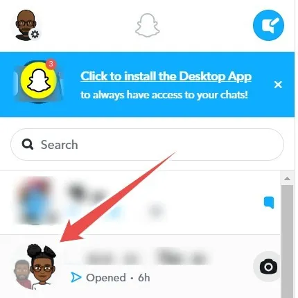 Sélection d'un groupe dans Snapchat pour ordinateur de bureau 1