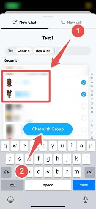 Groepsleden toevoegen aan een groep op Snapchat.