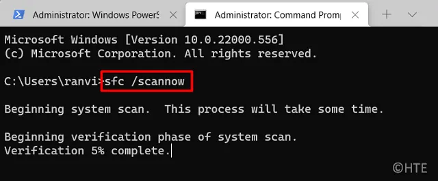 SFC in Windows CMD Terminal - Directory is niet leeg