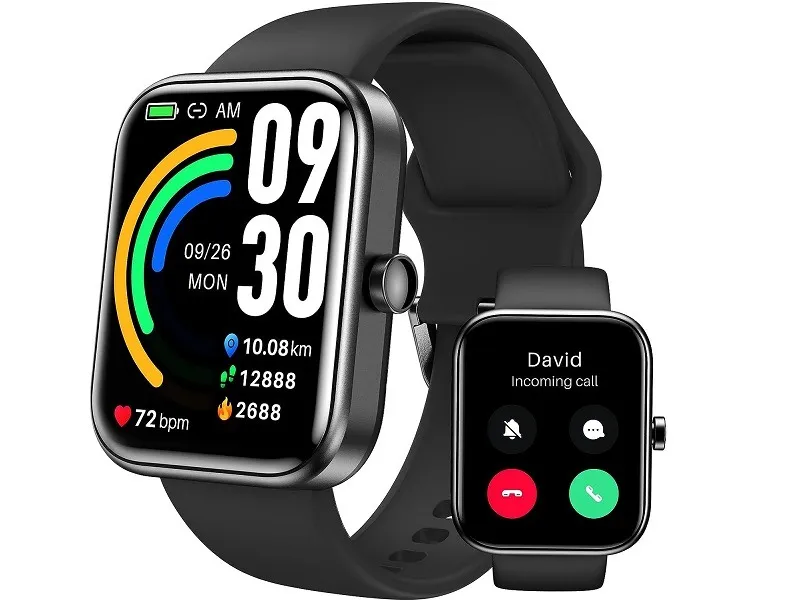 Tozo S3 Smart Watch zeigt den Fitness- und Anrufbildschirm an
