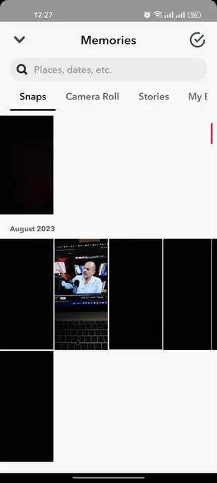 Visualizando memórias salvas no Snapchat