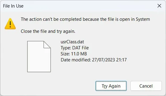 Aviso de falha ao renomear arquivo no Windows.