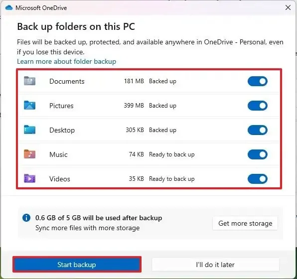 Backup dei file di Windows 11