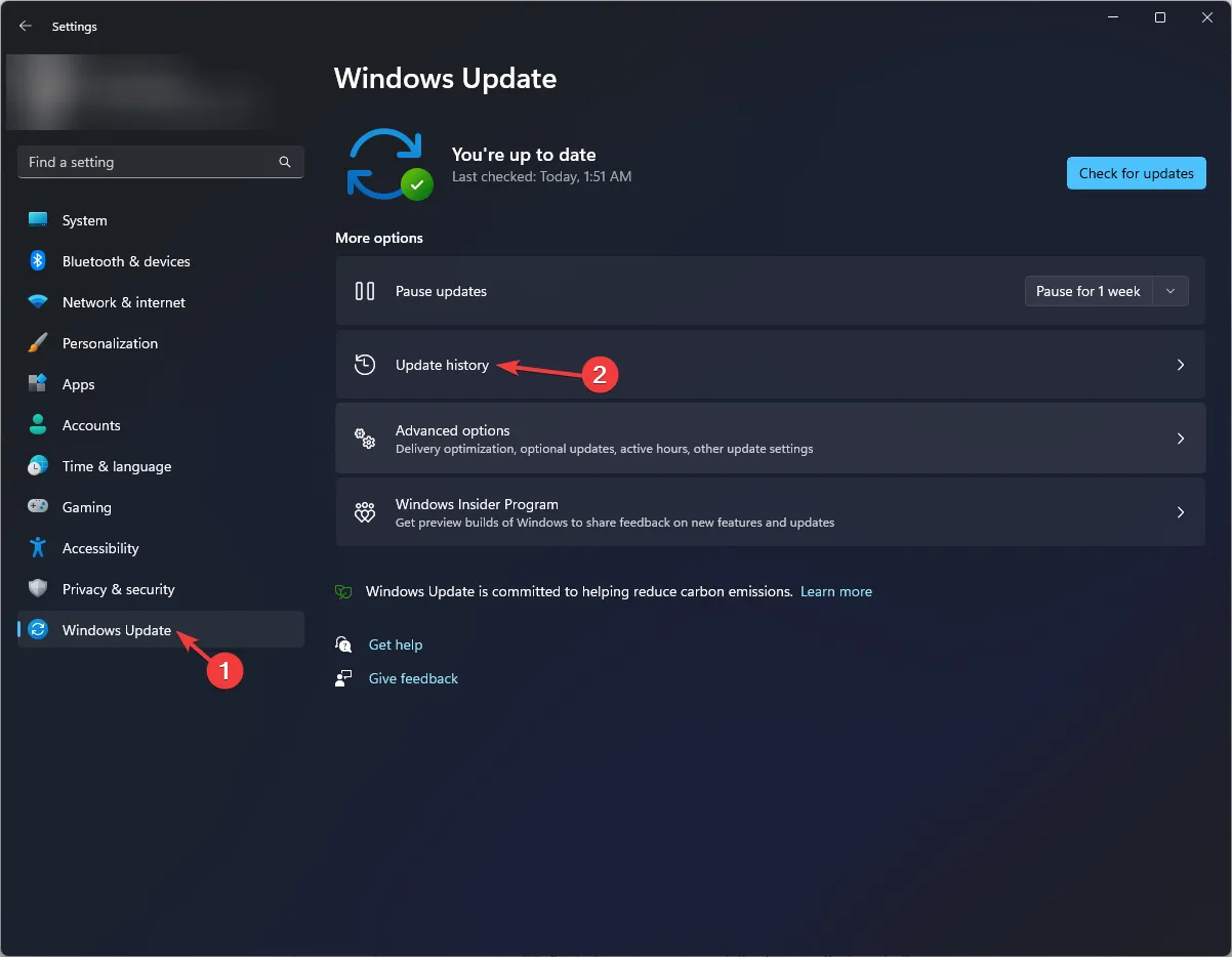 Windows Update 2 - Paramètres du pavé tactile manquants sous Windows 11
