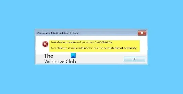 Corrigir erro de instalação 0x800b010a no Windows Update
