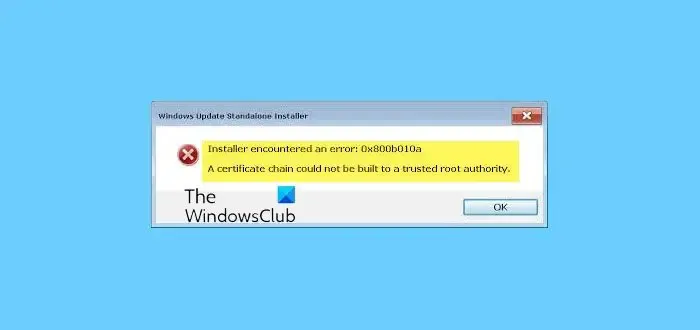 Corrigir erro de instalação 0x800b010a no Windows Update