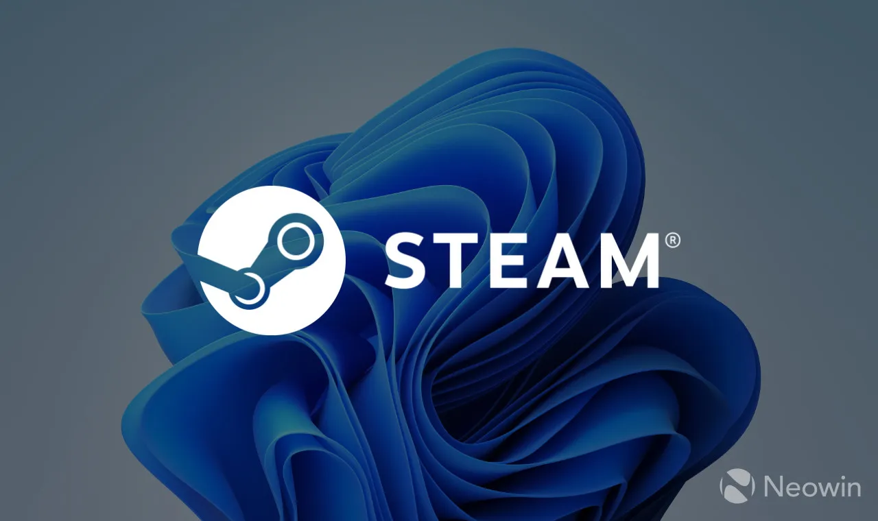 Steam-Logo auf dem Windows 11-Hintergrundhintergrund