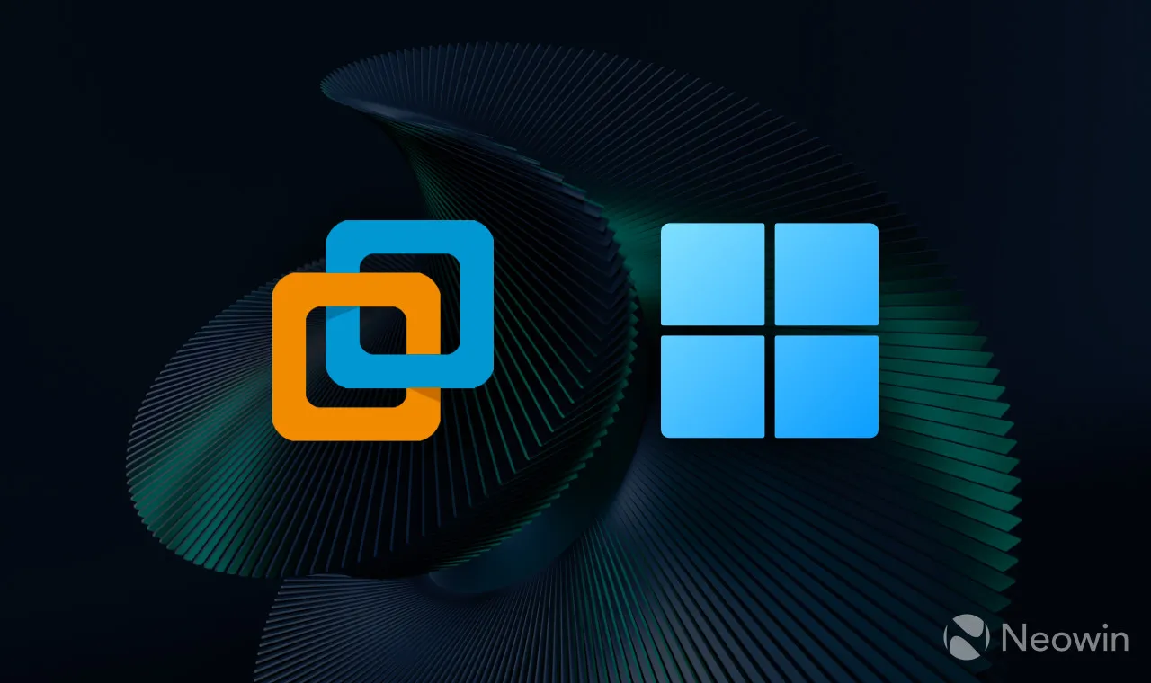 Un logo VMWare Workstation Pro avec un logo Windows 11