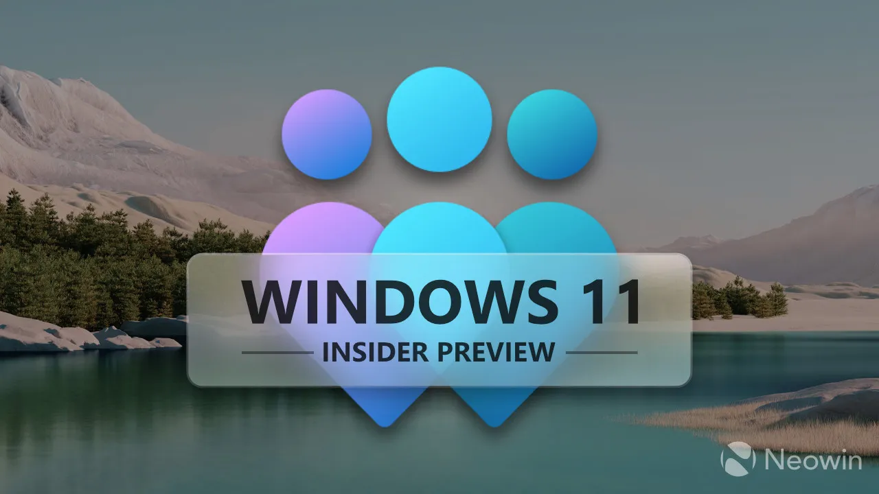 Un grande logo di Windows Insider con l'anteprima di Windows 11 Insider su di esso