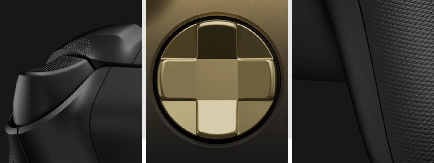 Uma imagem do controlador sem fio Xbox Gold Shadow Special Edition