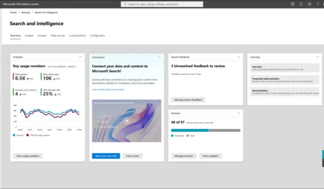 Microsoft Search lança nova página inicial de administração de Search and Intelligence para usuários corporativos