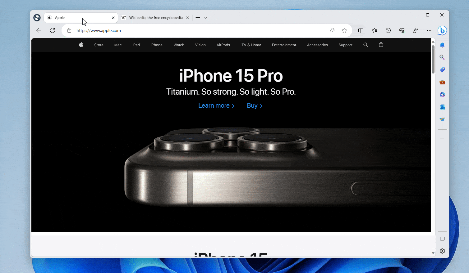 Un GIF montrant la fonctionnalité d'écran partagé mise à jour dans Microsoft Edge