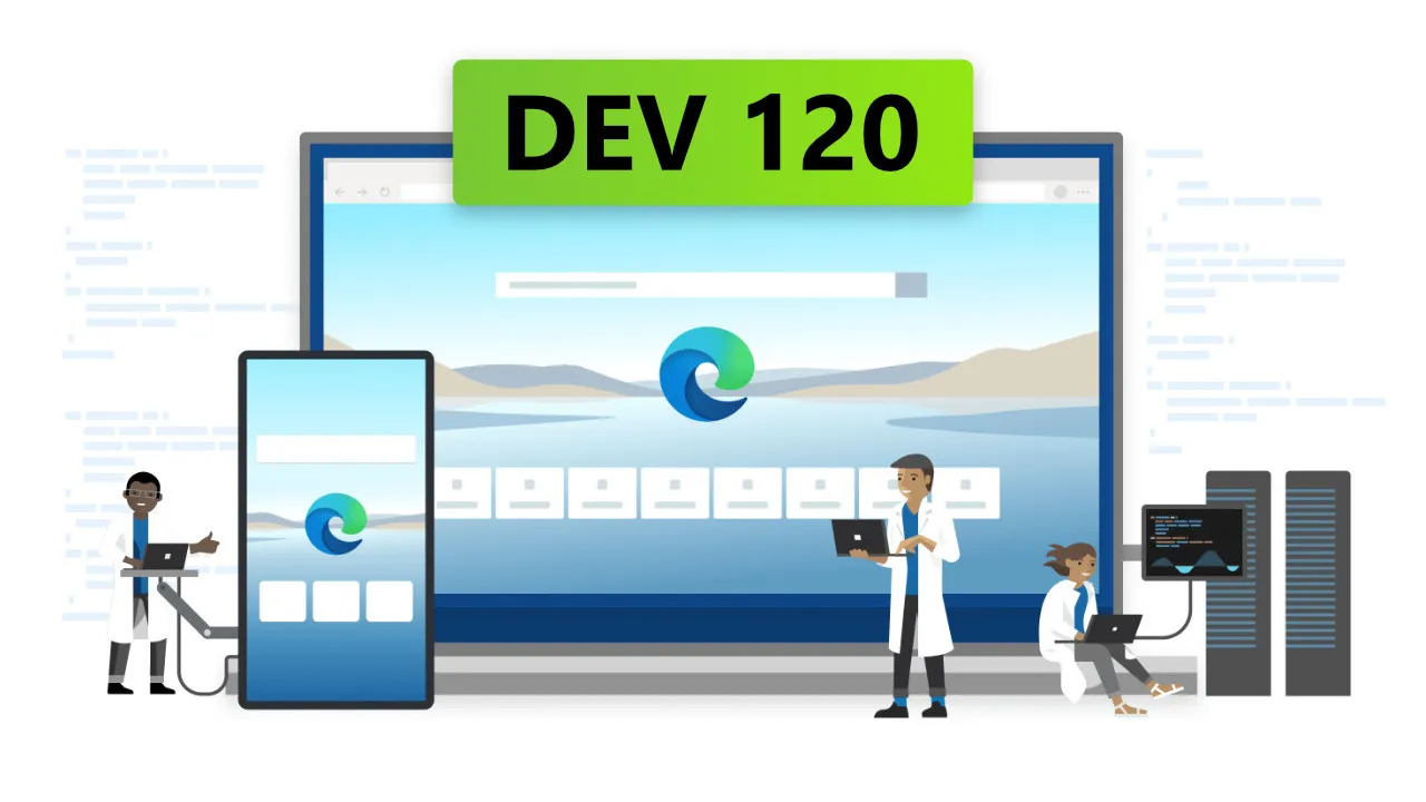 Uma imagem mostrando pessoas trabalhando no Microsoft Edge Dev 120