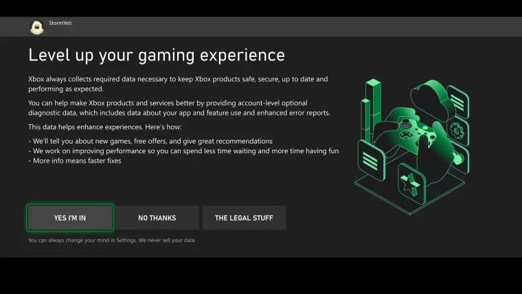 Xbox 診断データ コントロール