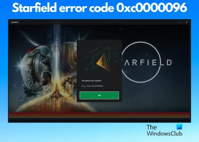 Codice errore Starfield 0xc0000096