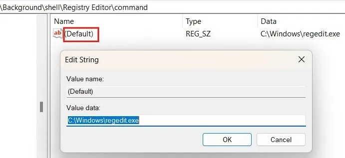 Adicionando novos dados de valor à chave no Editor do Registro.