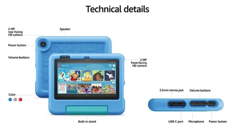 Specificaties van Amazon Fire 7-tablets voor kinderen