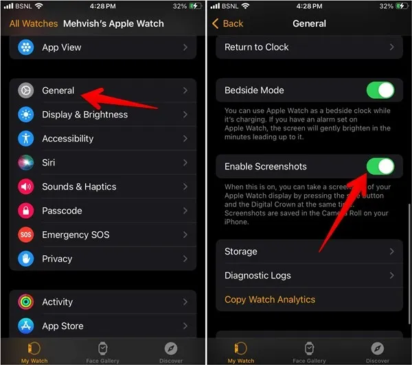 Habilitación de captura de pantalla de Apple Watch desde Iphone