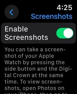 Habilitar capturas de pantalla en Apple Watch