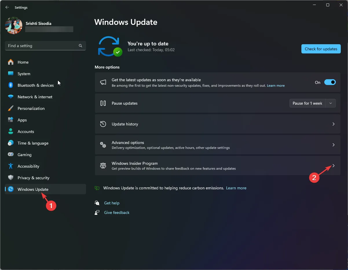 Windows Update, puis cliquez sur Programme Windows Insider.