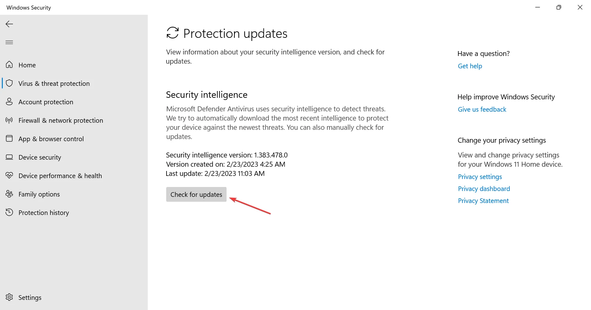檢查更新以修復 Windows 建議的安全性操作