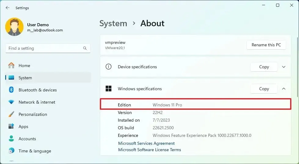 Windows 11-Edition in den Info-Einstellungen