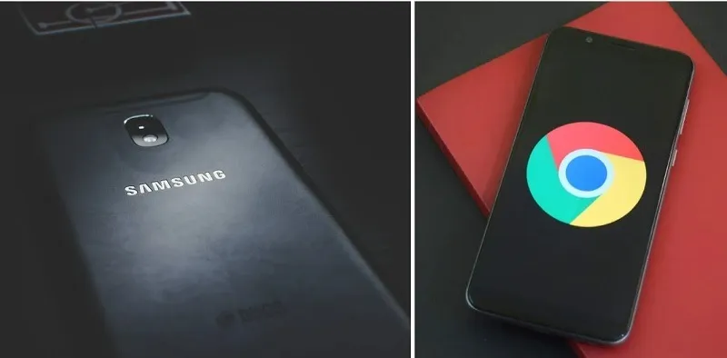 Visualizzazione del telefono Android e del telefono Samsung.