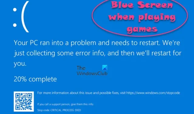 Windows PC에서 게임을 할 때 블루 스크린 수정