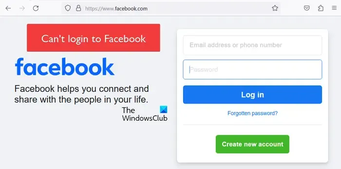 Impossibile accedere a Facebook