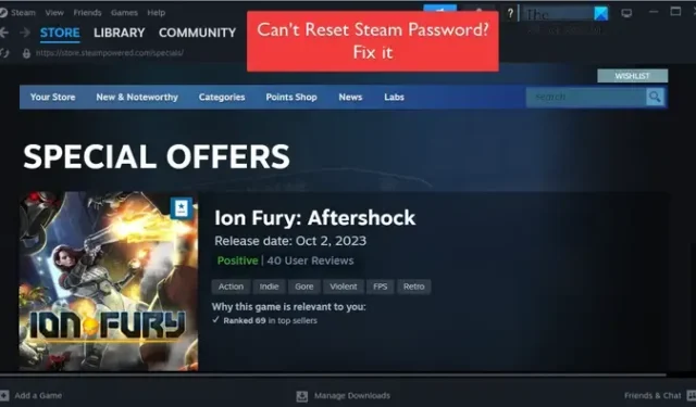 Steam lässt mich mein Passwort nicht zurücksetzen [Fix]