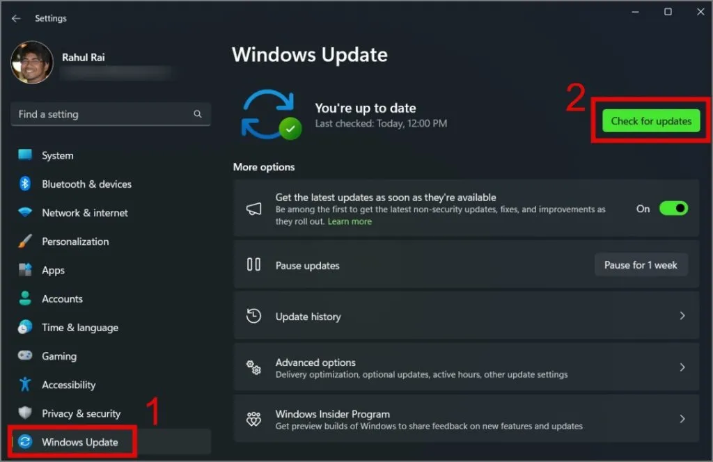 Controleer op Windows Update