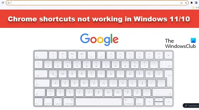 Les raccourcis Chrome ne fonctionnent pas sous Windows 11/10