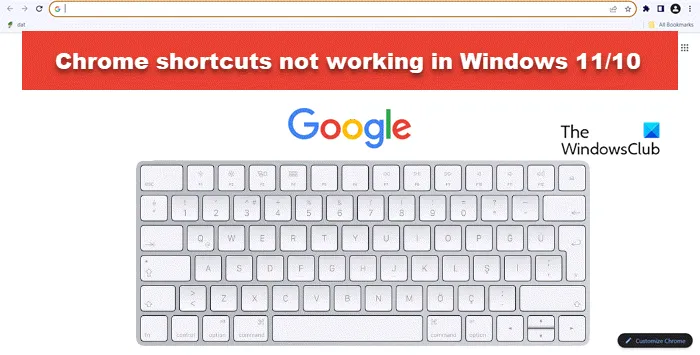 Os atalhos do Chrome não funcionam no Windows