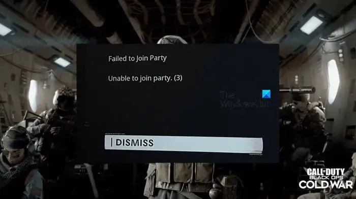 COD Black Ops Cold War는 파티에 참여할 수 없습니다.
