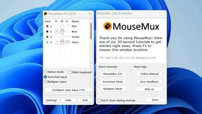 Configureer Mousemux