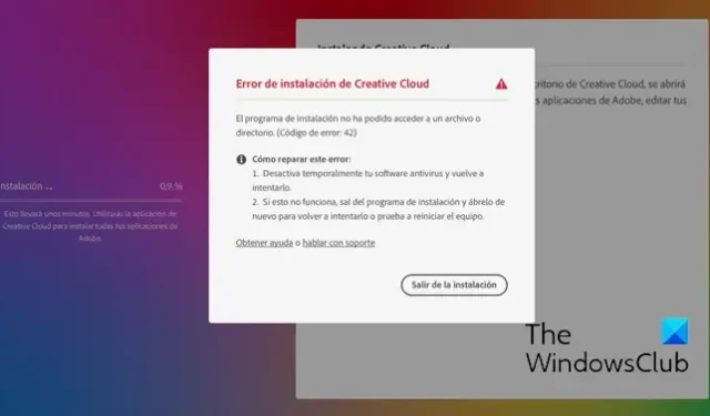Correction des erreurs 42 et 72 dans Adobe Creative Cloud