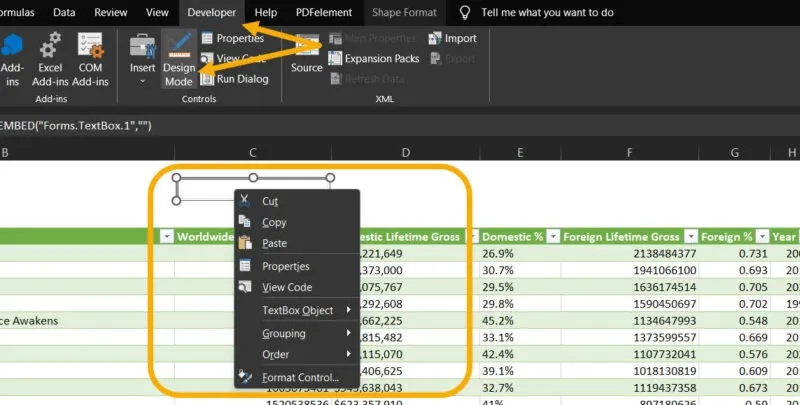 Personalizza la casella di ricerca Excel