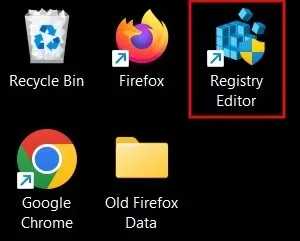 Editor de registro de accesos directos de escritorio de Windows
