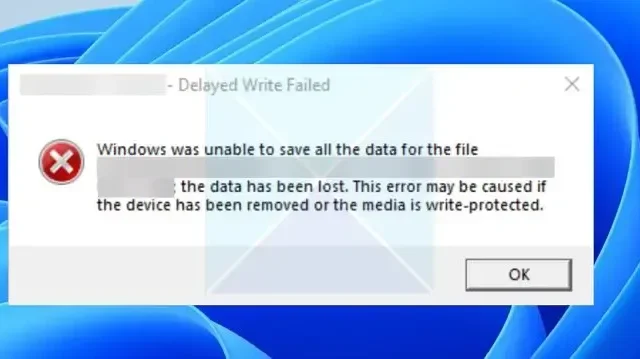 Correggere l’errore di scrittura ritardata non riuscita in Windows 11
