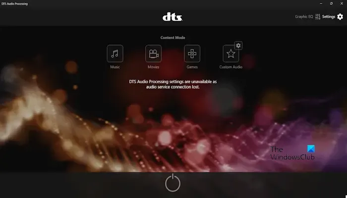 DTS Audio Processing-instellingen werken niet