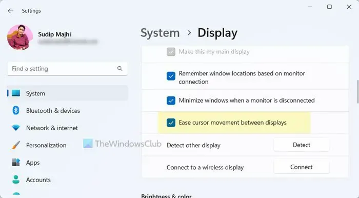 Windows 11에서 디스플레이 간 커서 이동을 쉽게 하는 방법