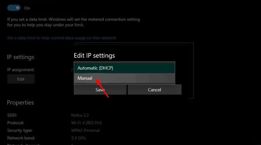 editar janelas de configurações de IP