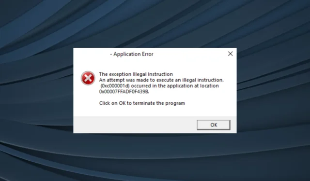修正: Windows 11 での EXCEPTION_ILLEGAL_INSTRUCTION エラー