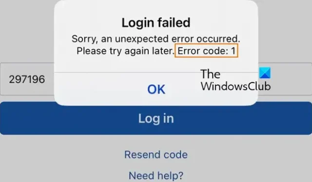 Falha no login, código de erro 1 no Facebook