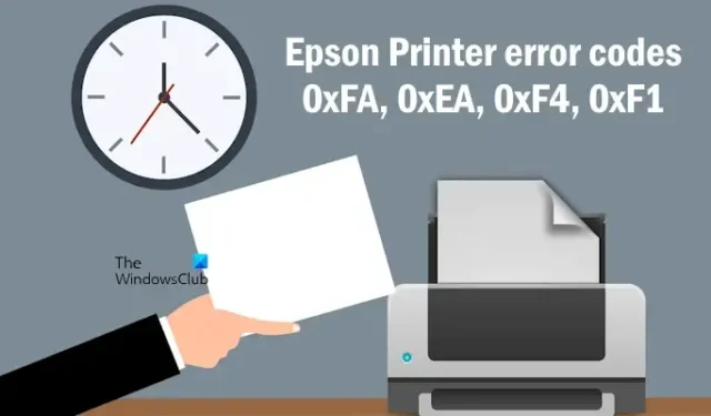 Correggi il codice di errore della stampante Epson 0xFA, 0xEA, 0xF4, 0xF1